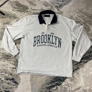 Vintage Y2K Abercrombie & Fitch Rugby Sz L White Oversized Collared Long Sleeve